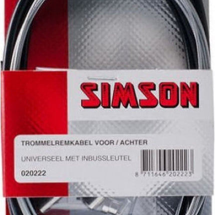 Fiets remkabel - Simson Trommelremkabelset compleet universeel zwart RVS