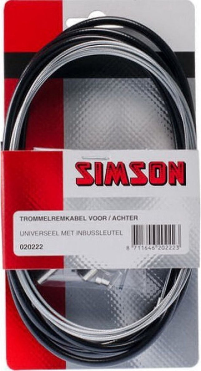 Fiets remkabel - Simson Trommelremkabelset compleet universeel zwart RVS