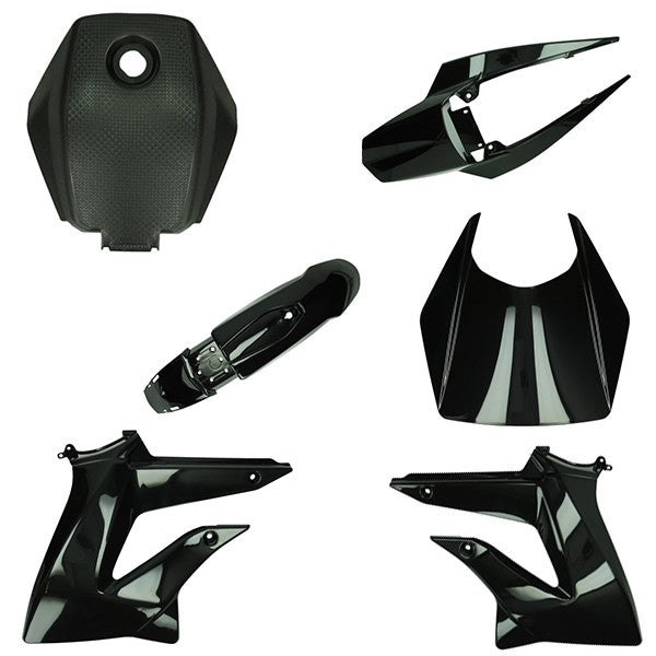 plaatwerkset derbi nt zwart glans 6-delig senda drd, senda x-treme, gilera SMT, gilera RCR