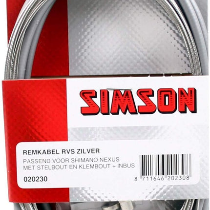 Fiets remkabel - Simson Remkabelset compleet RVS Shimano Nexus Rollerbrake grijs