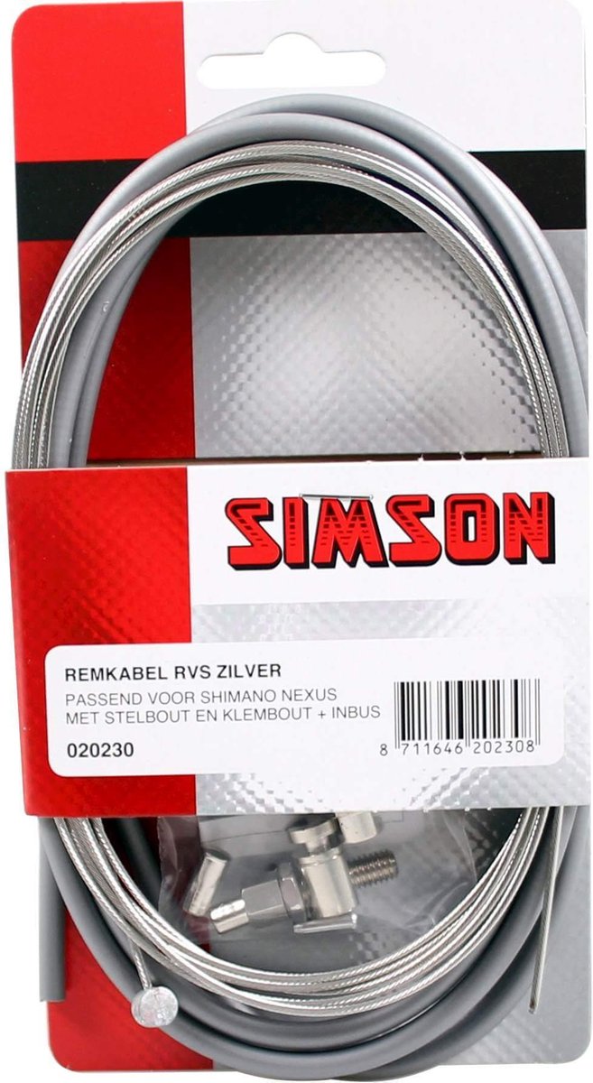 Fiets remkabel - Simson Remkabelset compleet RVS Shimano Nexus Rollerbrake grijs