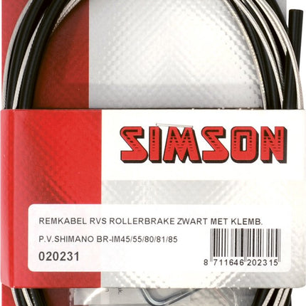 Fiets remkabel - Simson Remkabelset compleet RVS Shimano Rollerbrake zwart