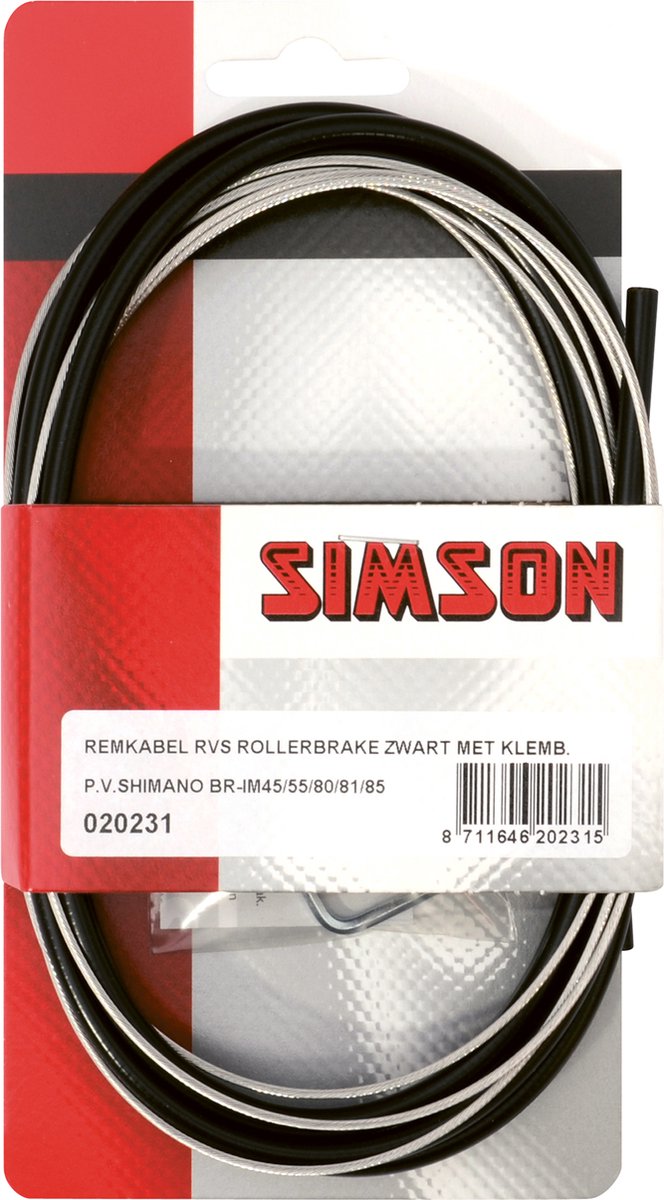Fiets remkabel - Simson Remkabelset compleet RVS Shimano Rollerbrake zwart