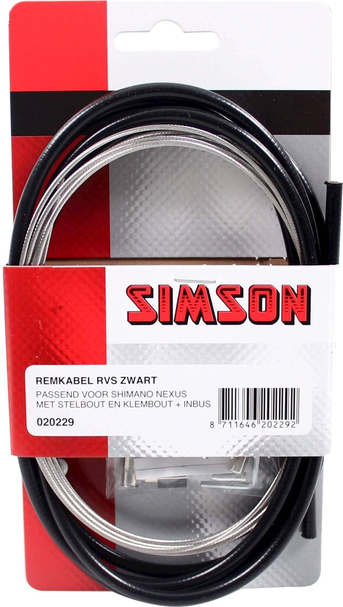Fiets remkabel - Simson Remkabelset compleet RVS Shimano Nexus Rollerbrake. zwart