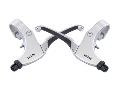 Remgreepset Saccon voor rollerbrake - 4 vingers santopreen - satin / zilver