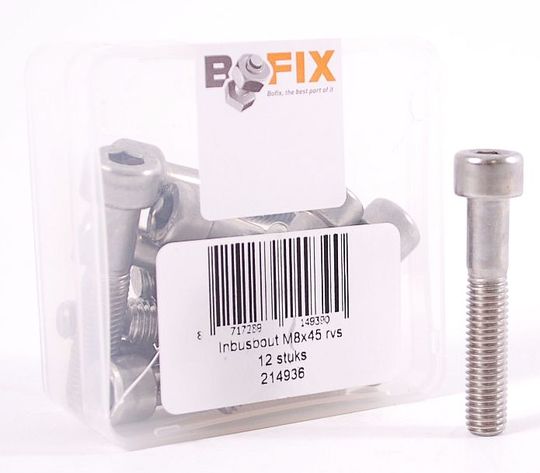 Bout M8X45 RVS Inbus DS A 12 Zilver