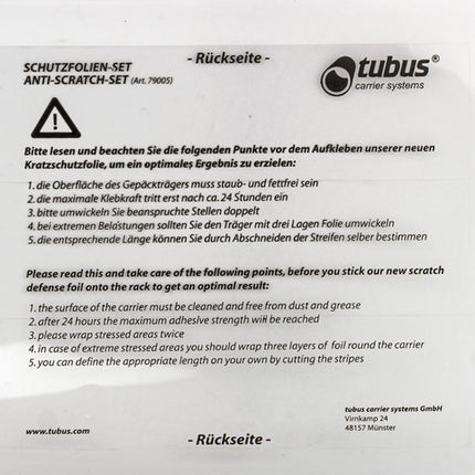 Bagagedrager Tubus Bescherm Sticker Transparant