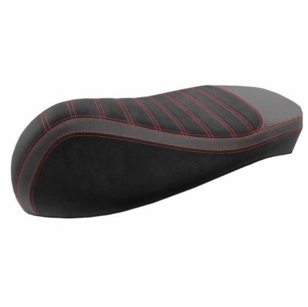 buddydek Regia alcantara streep Sport (made in EU) Vespa zwart/rood <2023 gts 125cc, gts 250cc, gts 300 (euro4)