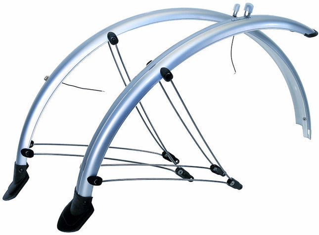 Spatbordset 28"  PVC 45mm Zilver  Met stroomkabelgeleiding
