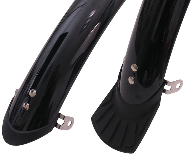 Spatbordset 28" 50 mm kunststof compleet met stangenset - zwart