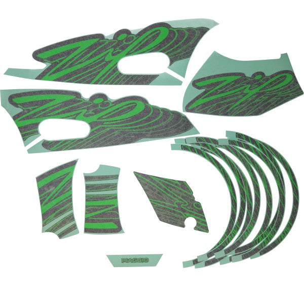 stickerset Piaggio origineel special edition zwart/groen zip 4t [euro5] 2h005871