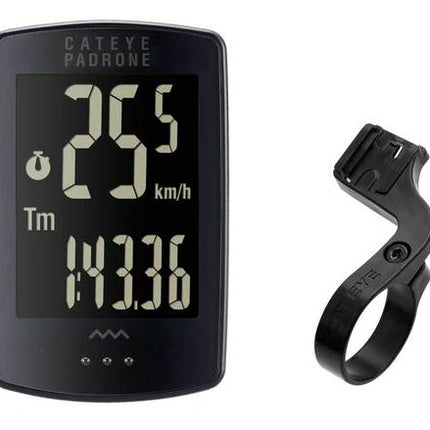Fietscomputer Cateye Padrone Stealth INCL. Houder PA100W Zwart