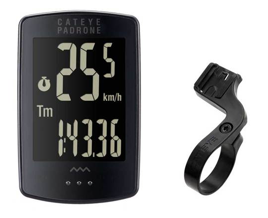 Fietscomputer Cateye Padrone Stealth INCL. Houder PA100W Zwart