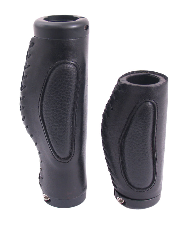 Handvatset Zwart-Leer 130/95mm 2-component, 2-kant open