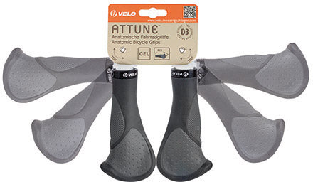 Handvatset Velo Comfort 3D-Gel 135/135mm Zwart/Grijs
