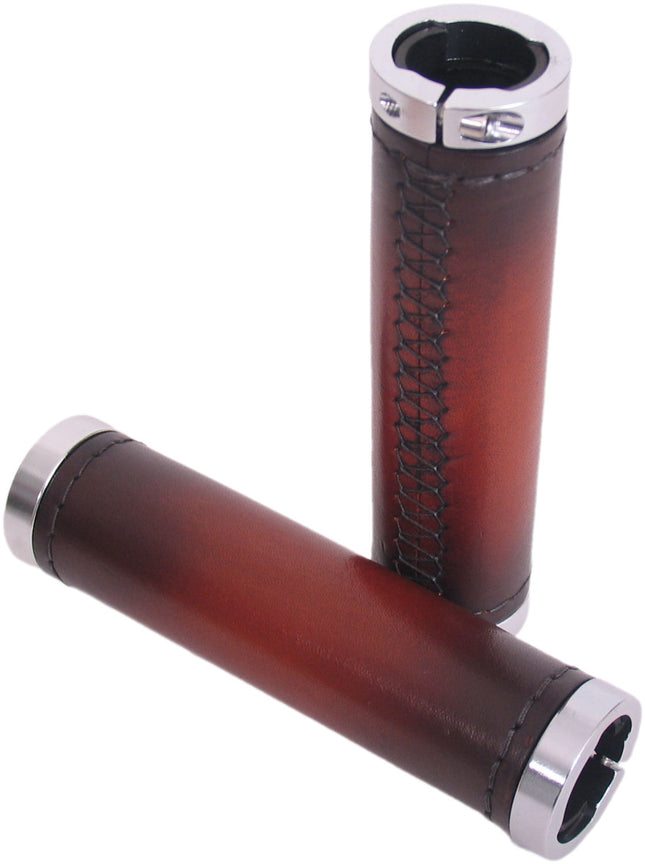Handvatset Selle Monte Grappa leer met dubbele lockring 125 mm - charleston