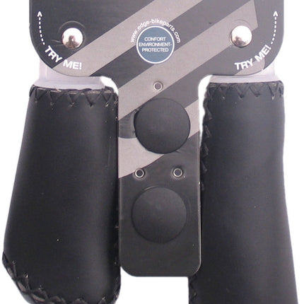 Handvatset Edge Leer - zwart - 135/92mm  (winkelverpakking)