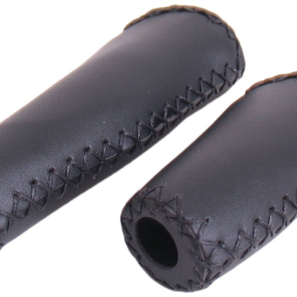 Handvatset Edge Leer - zwart - 135/92mm  (werkplaatsverpakking)