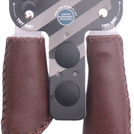 Handvatset Edge Leer - mat donkerbruin - 135/92mm  (winkelverpakking)