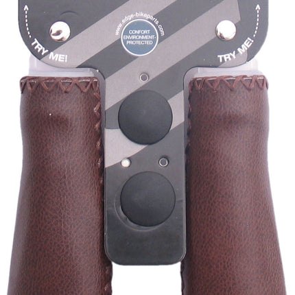 Handle set Edge Leather - Matte Dark Brown - 2*135 mm (packed on card)
