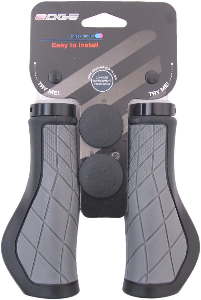 Handvatset Edge ErgoCity met lockring - 2x136mm - zwart/grijs