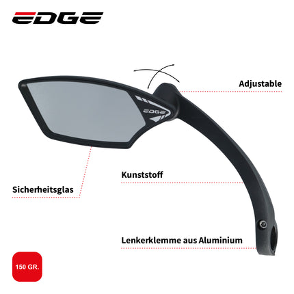 Edge E-Bike Luxe Mirror with clamp - left mounting