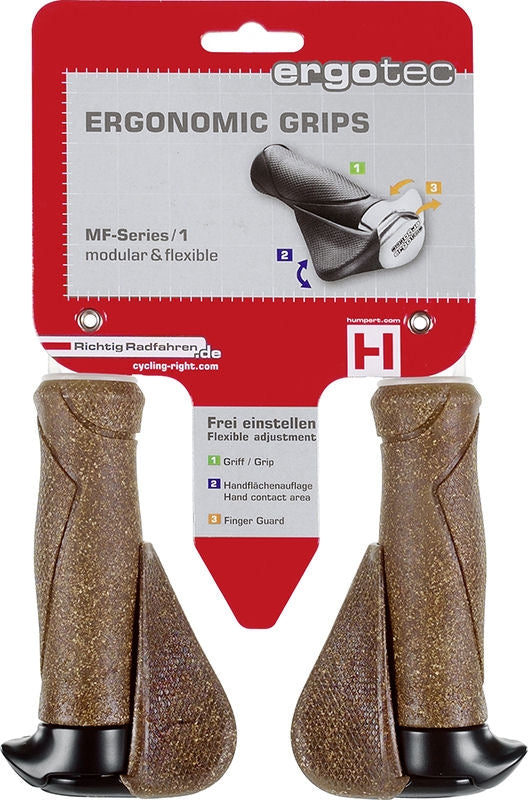 Handvatpaar Ergotec MF1 kurk / aluminium 130+130 mm - bruin / zwart