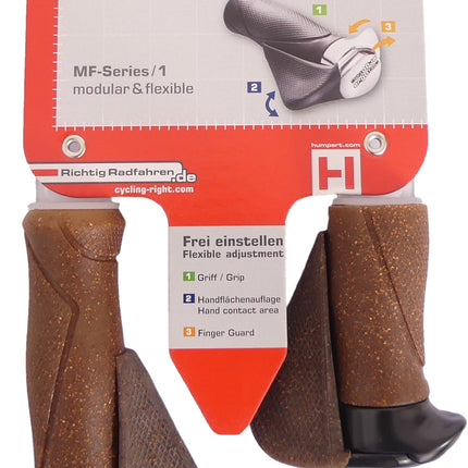Handvatpaar Ergotec MF1 kurk / aluminium 130+87 mm - bruin / zwart