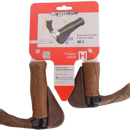 Handvatpaar Ergotec MF2 kurk / aluminium 130 + 87 mm - bruin / zwart