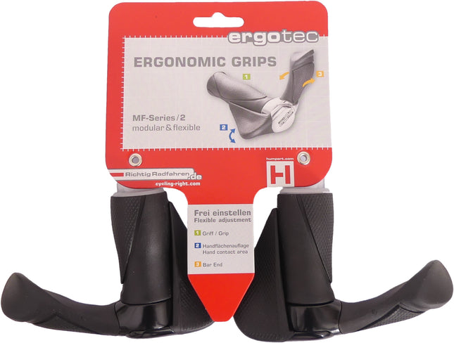 Handvatpaar Ergotec MF2 kraton / aluminium 87+87 mm - zwart