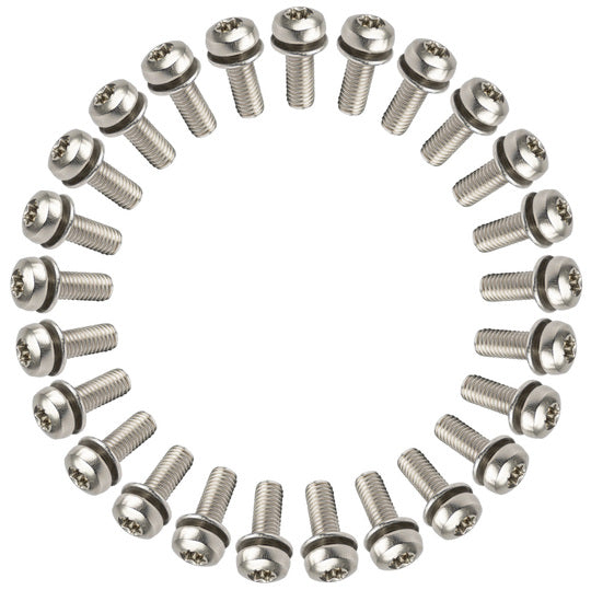 Bout M5X14 Torx met plaat RVS set van 25 Zilver