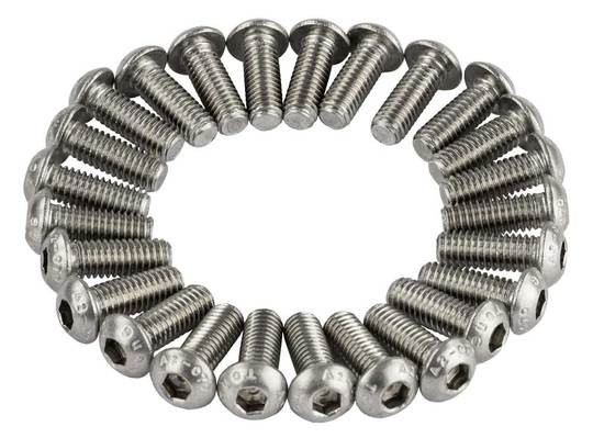 Bout M6X16 Inbus RVS ISO7380-1 A2-070 set van 25 Zilver