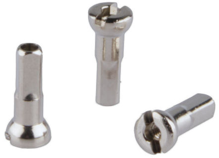 Spaaknippel Alpina 14G - ø9mm / M2.3 / 14mm lang - messing nikkel (144 stuks)