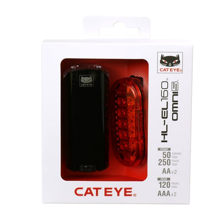 Fiets lampenset Cateye HL-EL160 + Omni 5 TL-LD155R EL160 LD155R Zwart