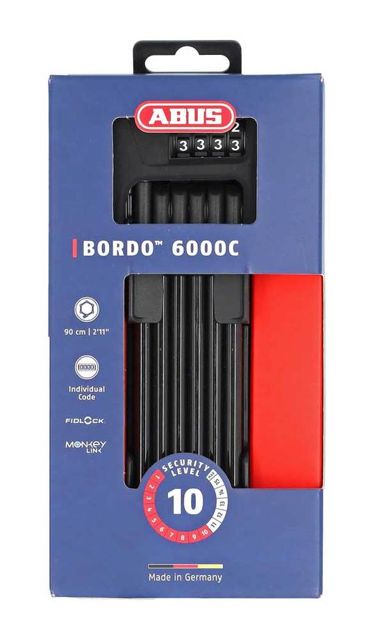 Vouwslot Abus Bordo Combo 6100 Shfl Zwenk 6000 Code 90CM Zwart