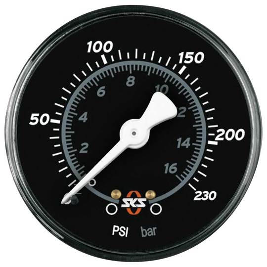 Pomp SKS Manometer 63MM 230 PSI Zwart