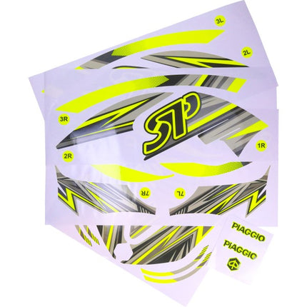 kit d'autocollants GP1 (tous les modèles Piaggio) jaune fluo 16 pièces zip 2t, zip 4t