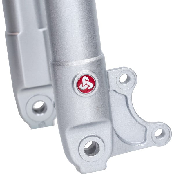 stickerset voorvorkpoot (made in EU) Sebac 2 delig rood/wit piaggio