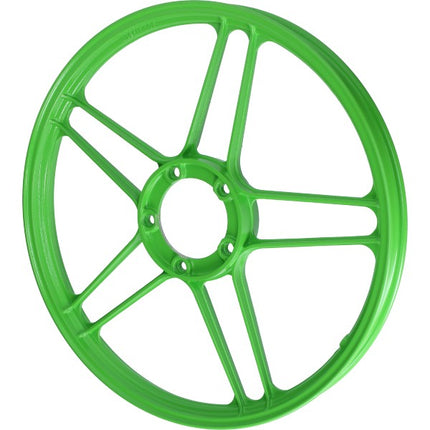 roue avant/roue arrière fast-arrow à rayons en étoile aluminium 10 rayons 17 pouces vert fluo X30, x50, puch maxi