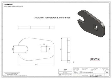 BIT Crowfoot Steeksleutel 3/8 13MM