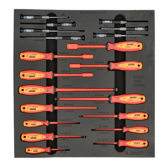 Gereedschap Inlay Unior Werkbank XLC DOP-SCHROEVENDRAAIERS 21DLG Rood Oranje