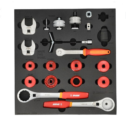 Gereedschap Inlay Unior Werkbank XLC Trapas AFNEMER-PERS Rood Oranje