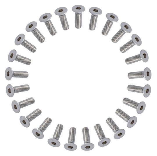 Bout M6X20 Inbus RVS ISO10642 A2-07 set van 25 Zilver