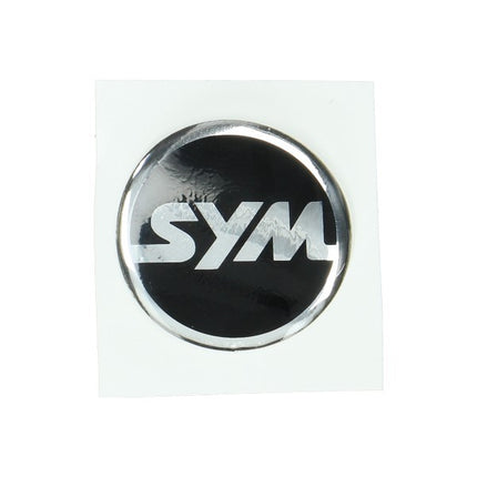 sticker Sym logo round 40mm black/chrome