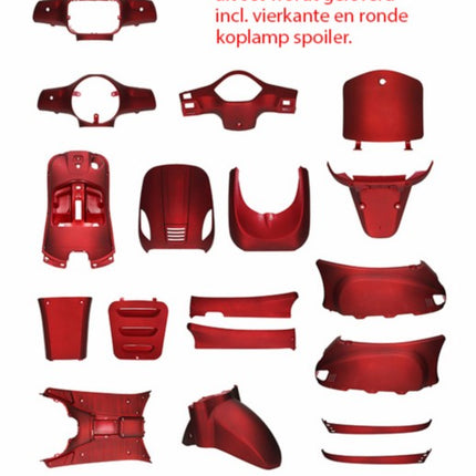 fairing kit (round+square headlight) red matte 18-piece agm VX50s, china lx/napoli, riva, vx50