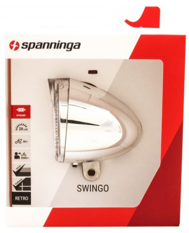 Koplamp Spanninga Swingo XDO LED met reflector en dynamo-aansluiting - chroom