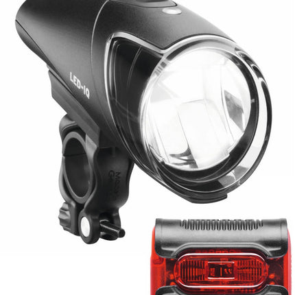 Verlichtingsset Busch und Müller IXON IQ Premium 80 Lux + IXBLACK Senso - zwart