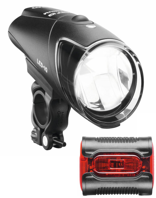 Verlichtingsset Busch und Müller IXON IQ Premium 80 Lux + IXBLACK Senso - zwart