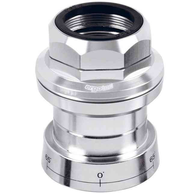 Balhoofdset Ergotec A118GC-ES 1 1/8" met draad en 65° stuurblokkade - zilver