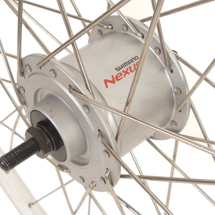 Voorwiel 28" / 622 x 19C met Shimano dynamonaaf voor velgrem - zilver
